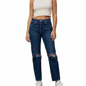 Levis Premium 501 High Rise Straight Leg Jeans 30x26 Blue Dark Wash 100% Cotton